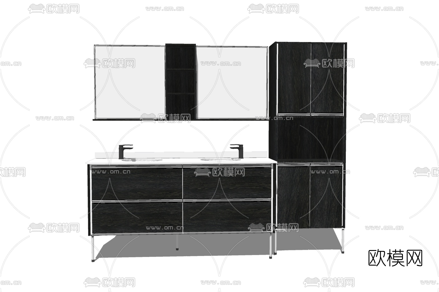 现代实木浴室柜免费su模型下载