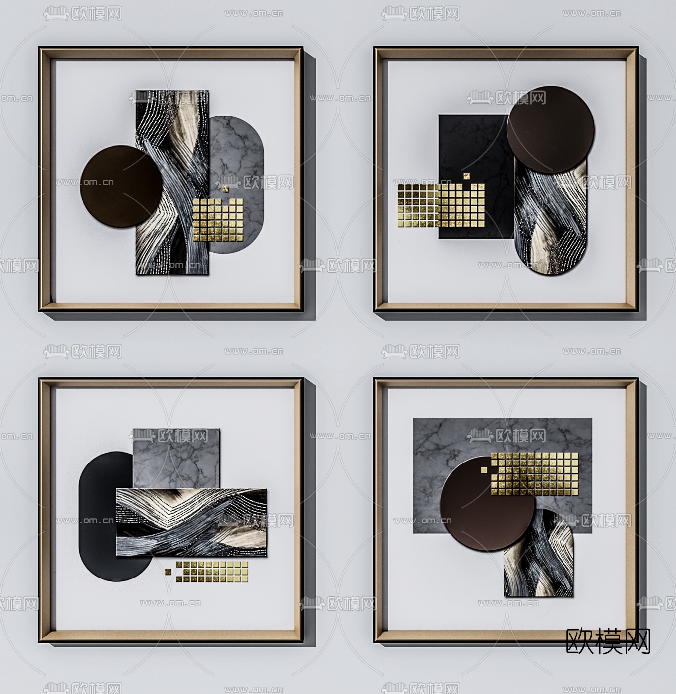 现代抽象装饰画3d模型