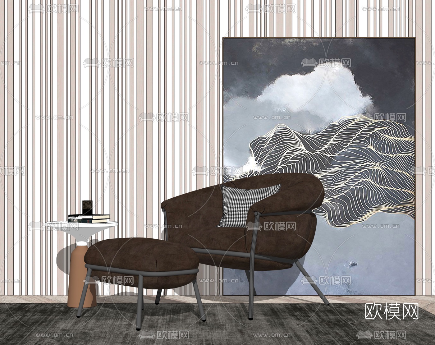 现代休闲沙发边几su模型下载