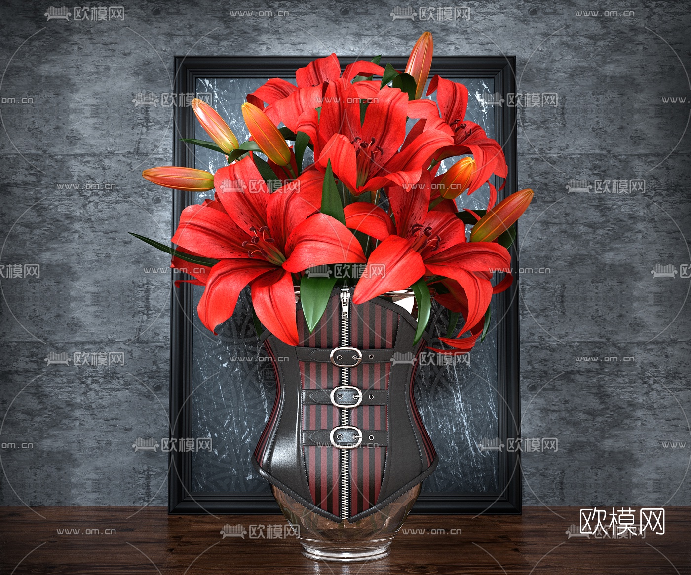 现代花瓶花卉3d模型