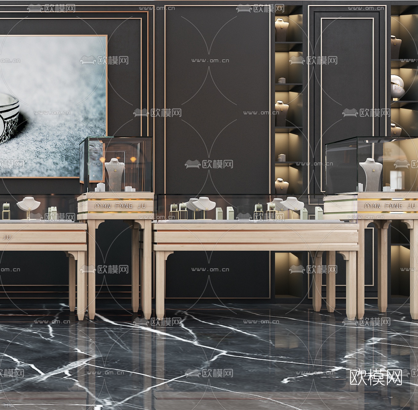 现代珠宝展柜3d模型下载（渲染图4）