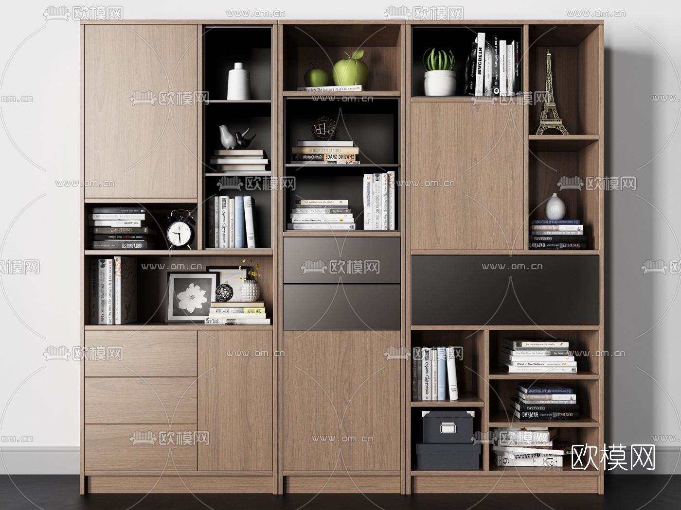 北欧组合书柜3d模型下载