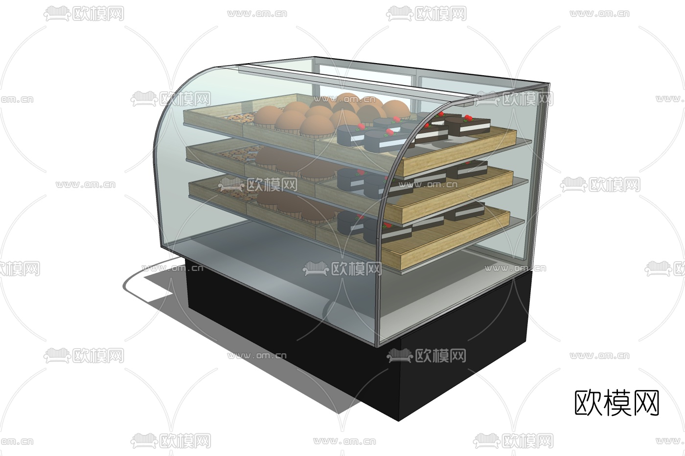 现代食品展示柜免费su模型下载