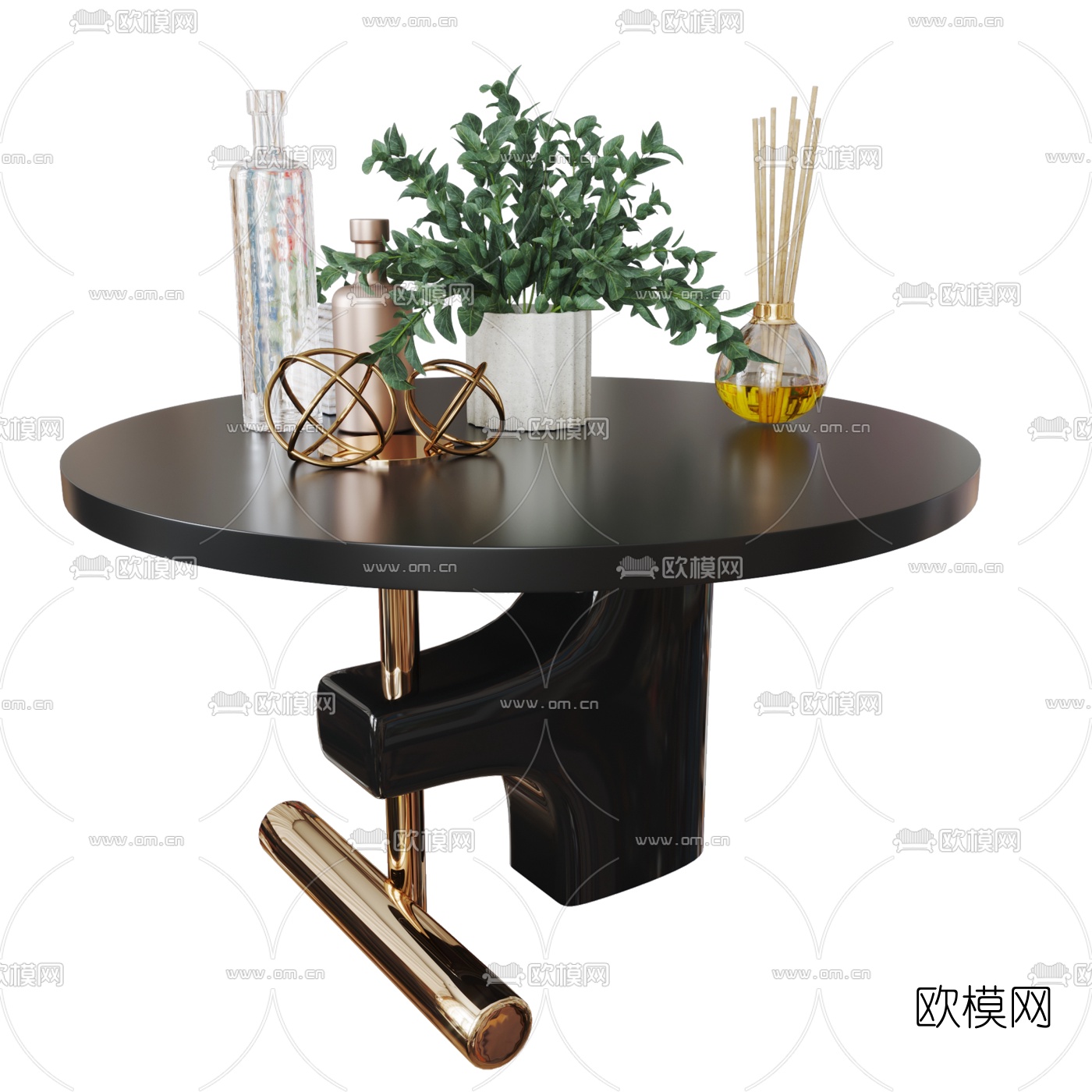 现代大理石茶几组合3d模型
