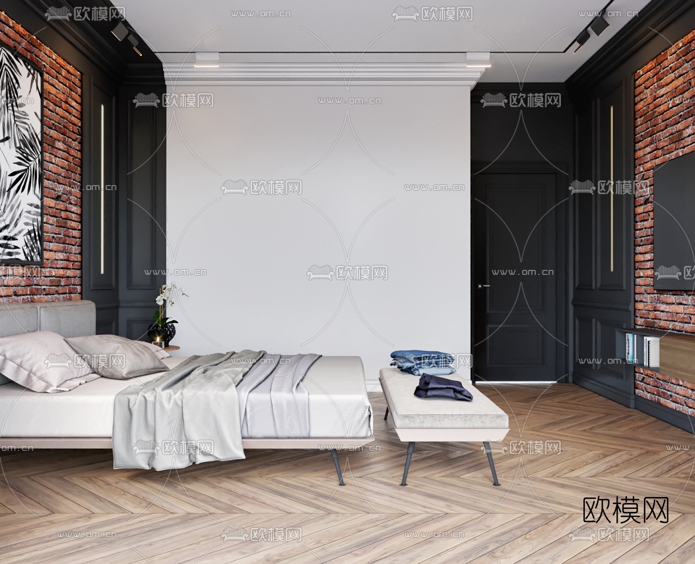 工业风卧室主人房3d模型下载（渲染图8）