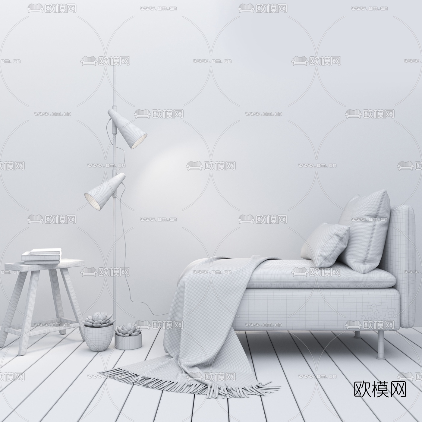 北欧布艺贵妃椅3d模型