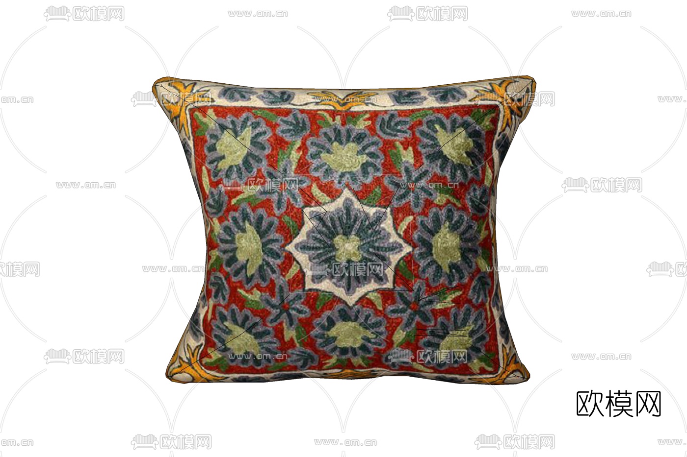欧式布艺印花抱枕免费su模型下载