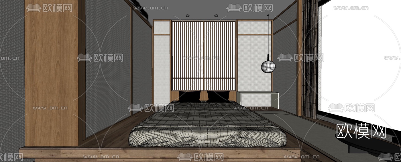日式榻榻米卧室su模型
