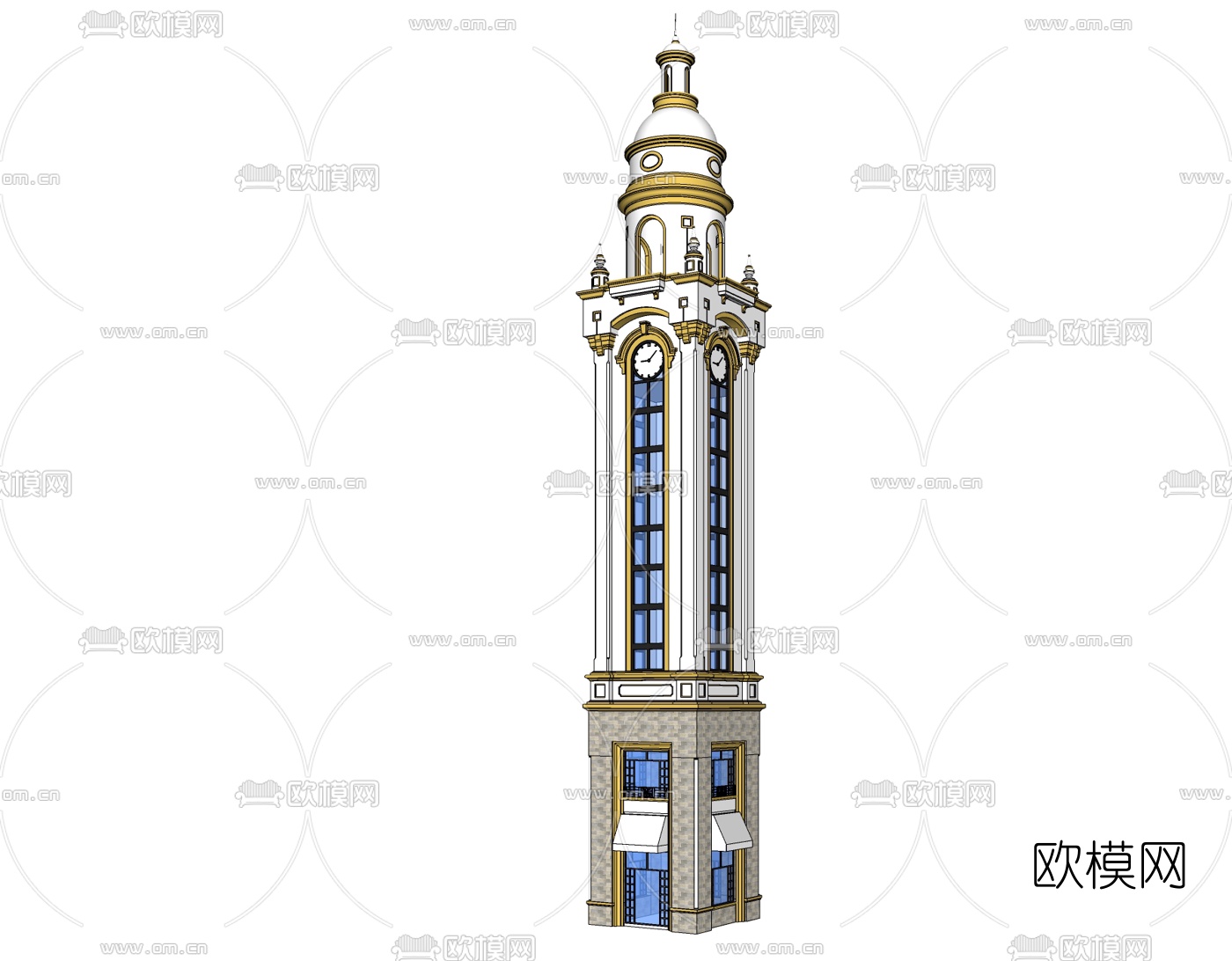 欧式古典塔楼免费su模型下载