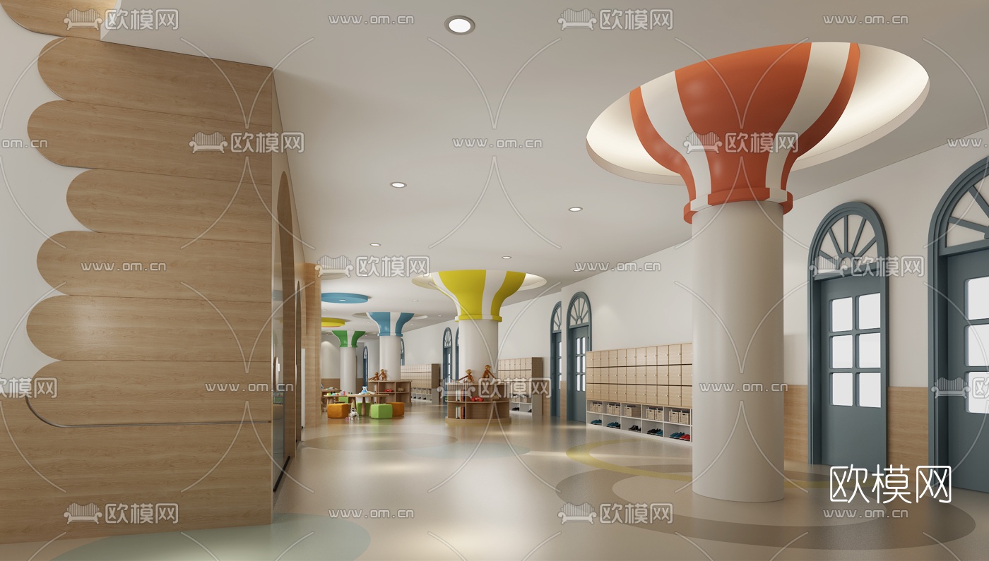 现代幼儿园教室3d模型下载（渲染图2）