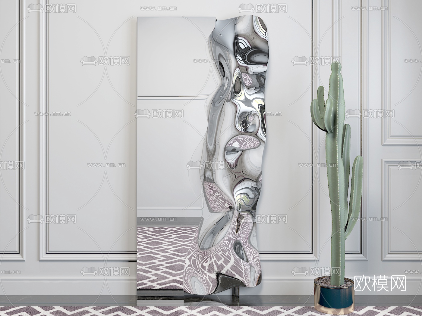 现代异形装饰镜3d模型