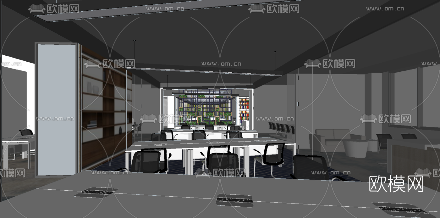 现代书吧阅览室su模型下载（渲染图3）