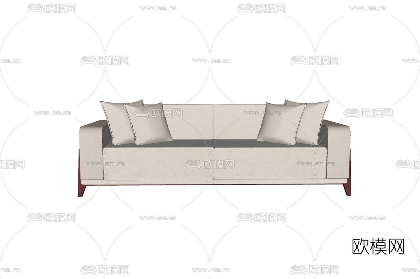 现代布艺双人沙发免费su模型下载
