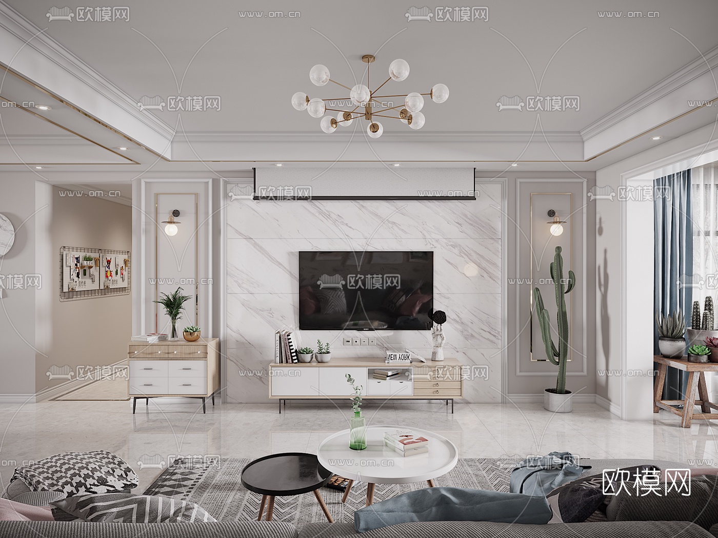 北欧客厅餐厅3d模型