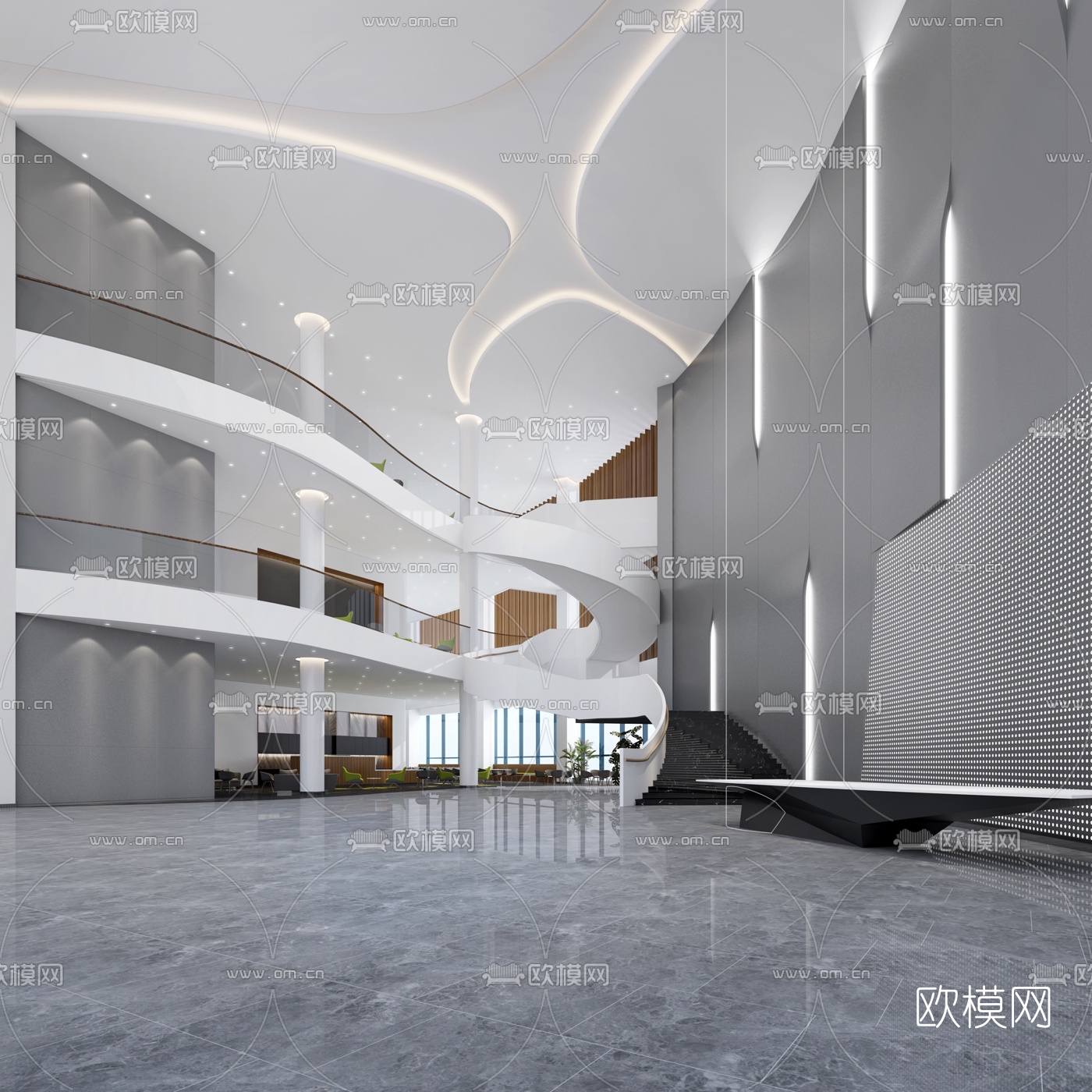 现代办公楼大堂3d模型