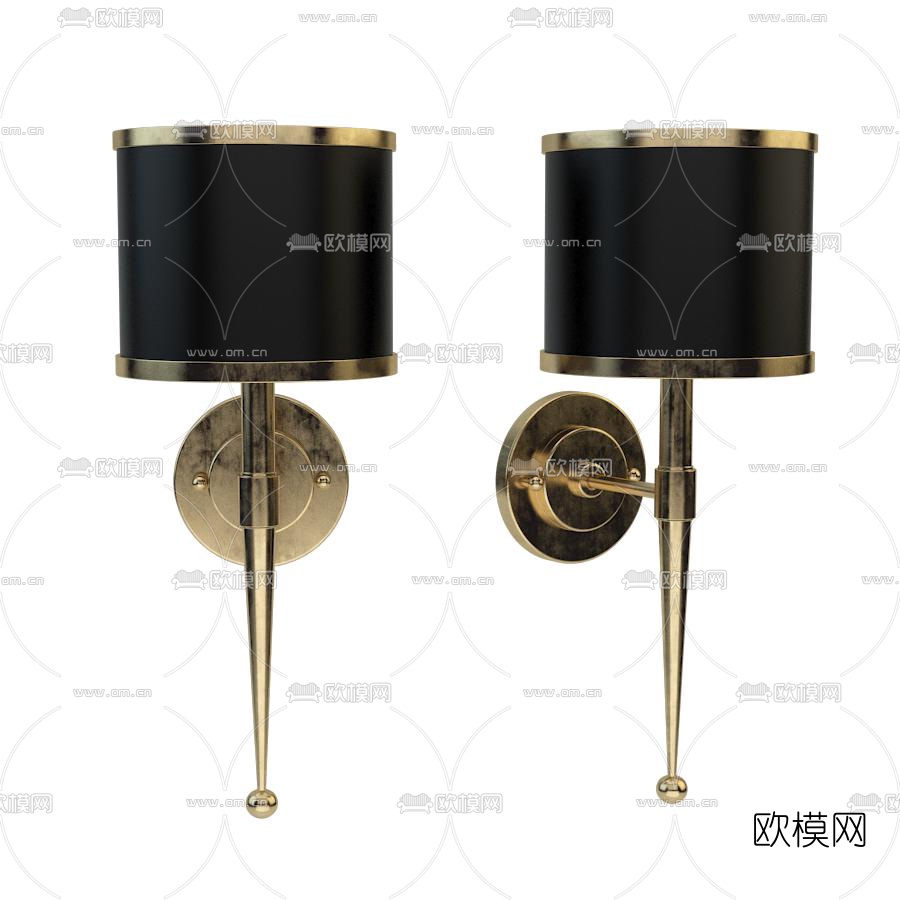 简欧金属壁灯组合3d模型下载（渲染图4）