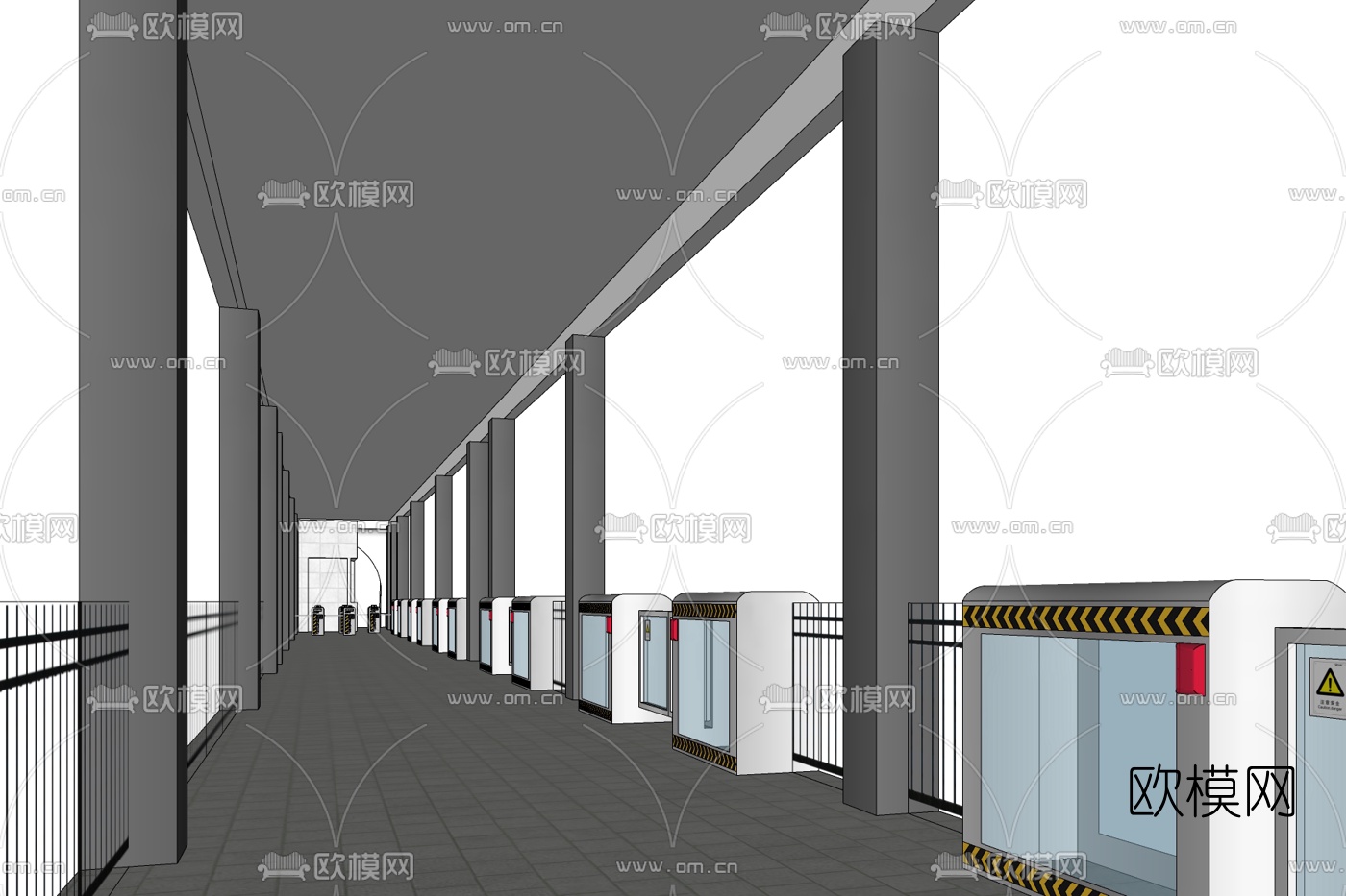 现代安检过道免费su模型下载