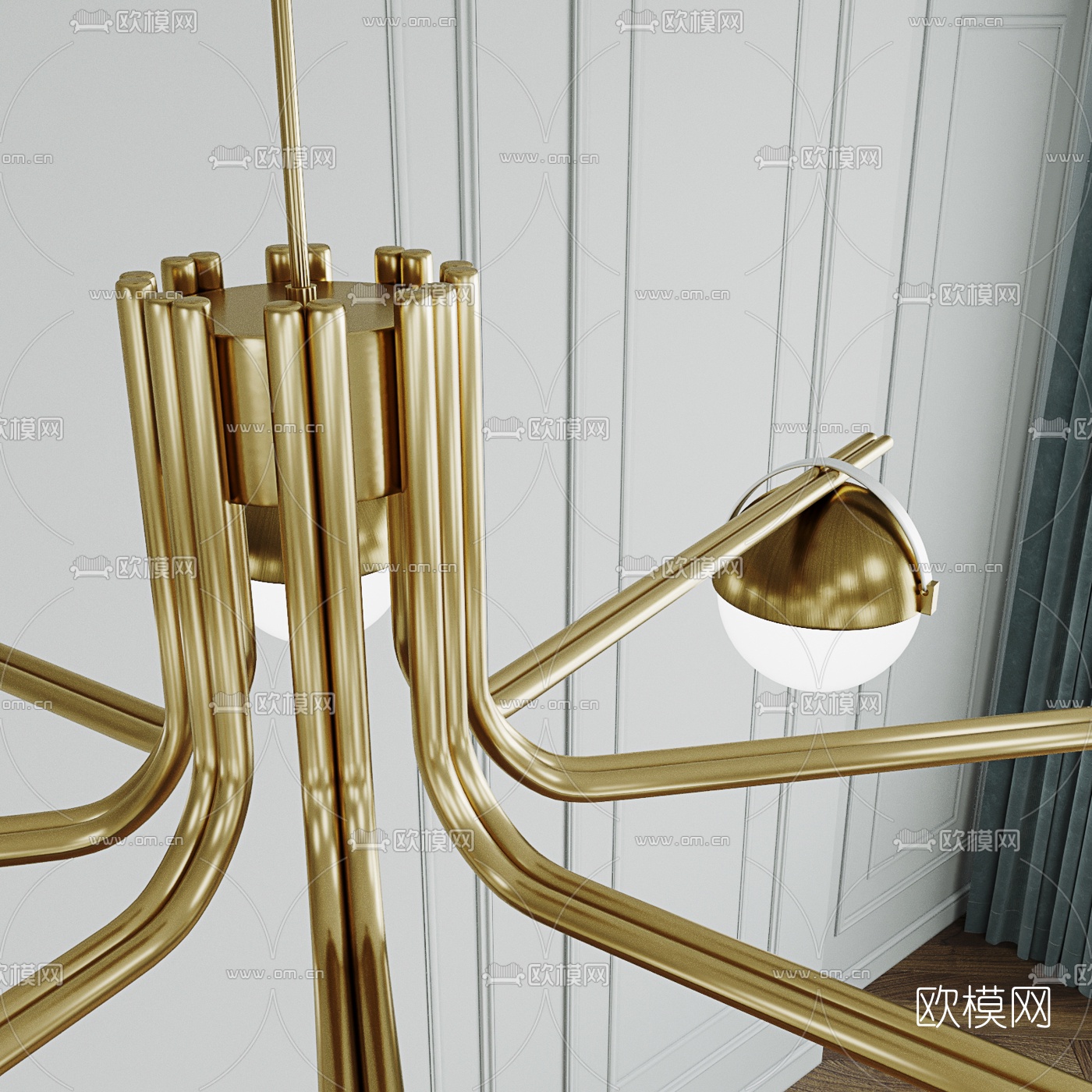 现代多头金属 吊灯3d模型