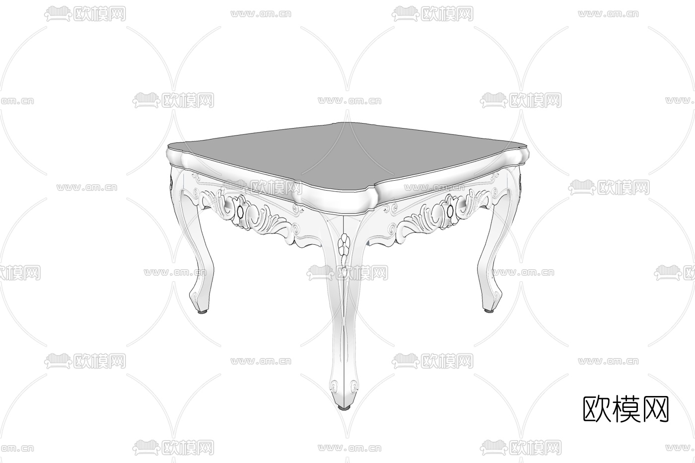 简欧实木边几免费su模型下载