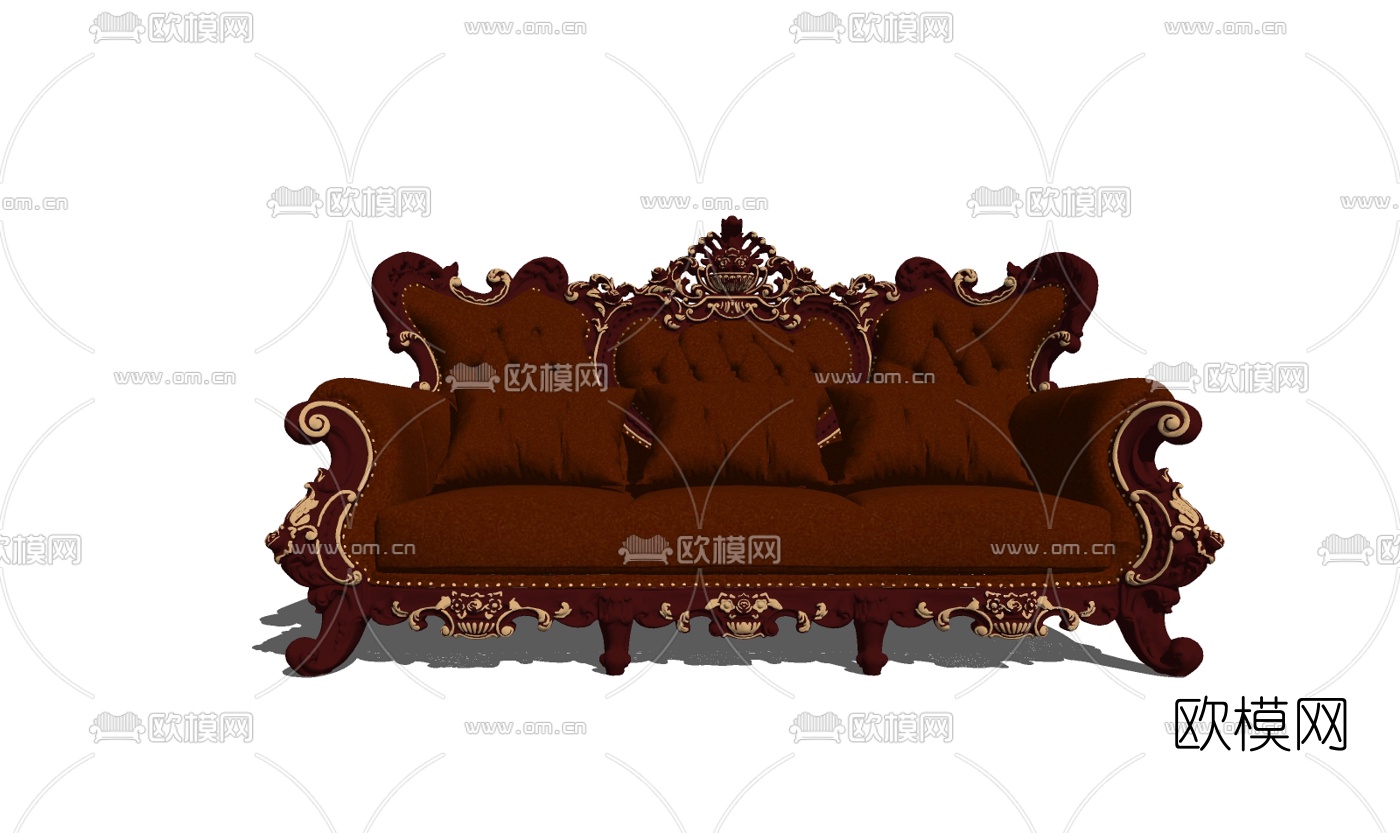 欧式布艺双人沙发su模型下载