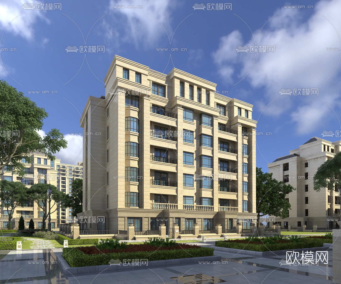 简欧住宅楼外观3d模型