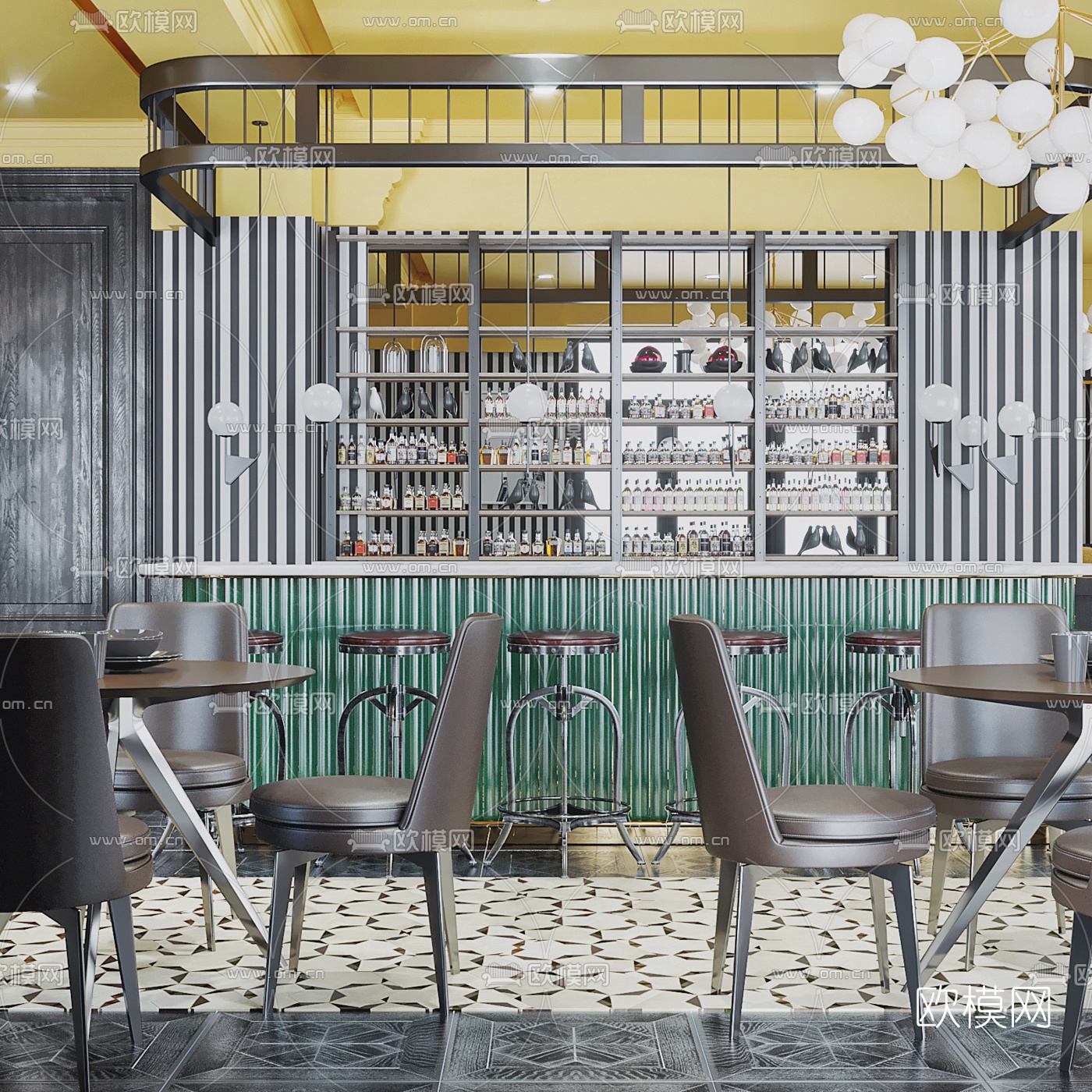 工业风主题餐厅3d模型下载（渲染图5）