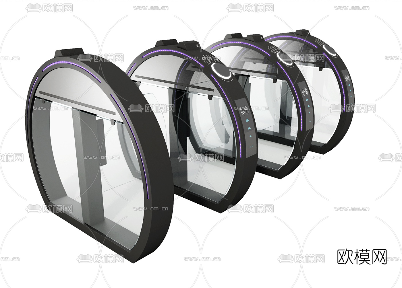 现代手脉闸机感应闸门3d模型下载（渲染图2）