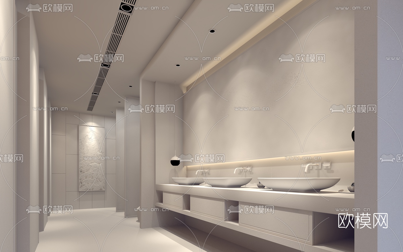 现代酒店公共卫生间3d模型