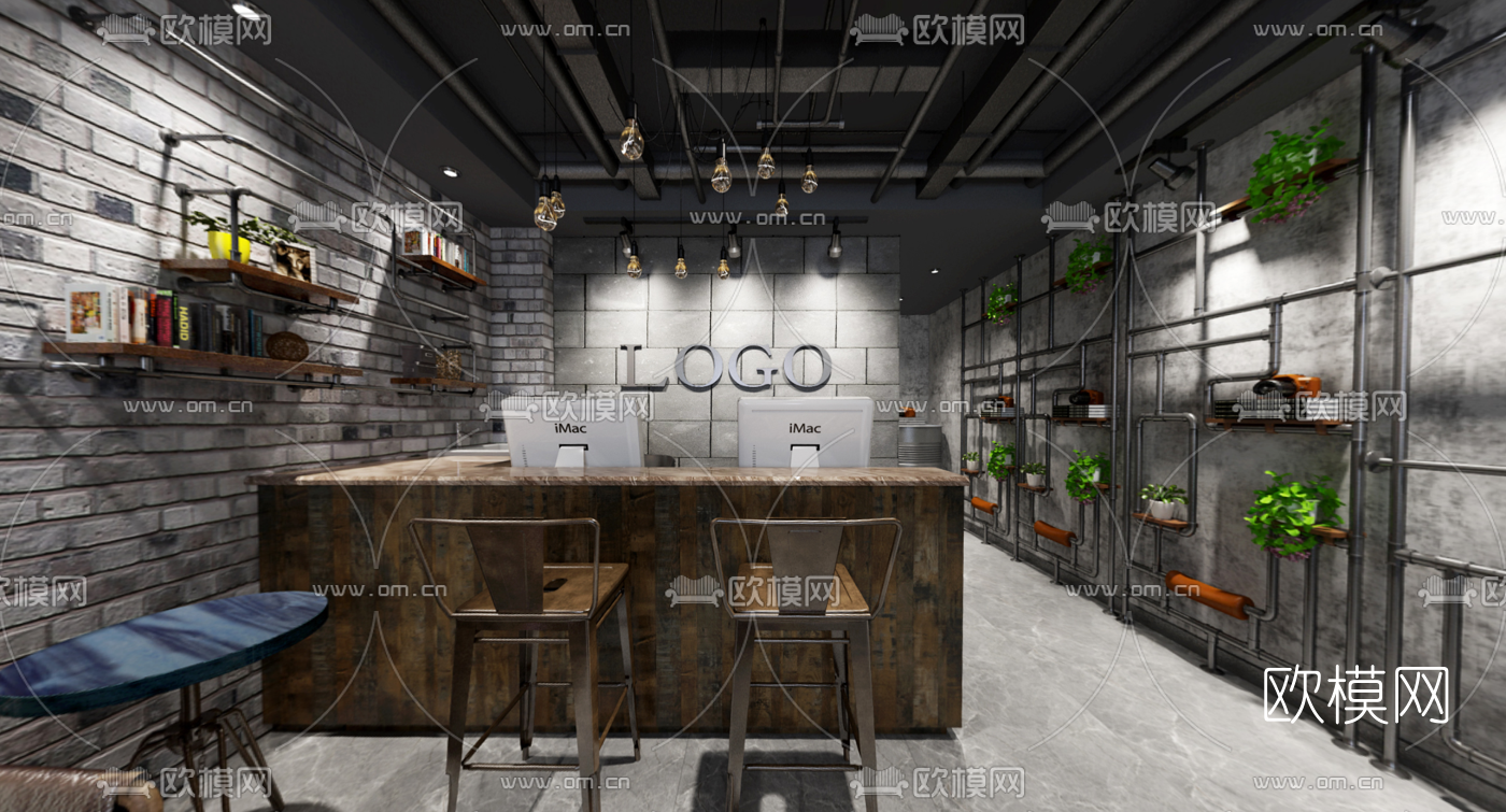 工业风办公前台vr全景3d模型
