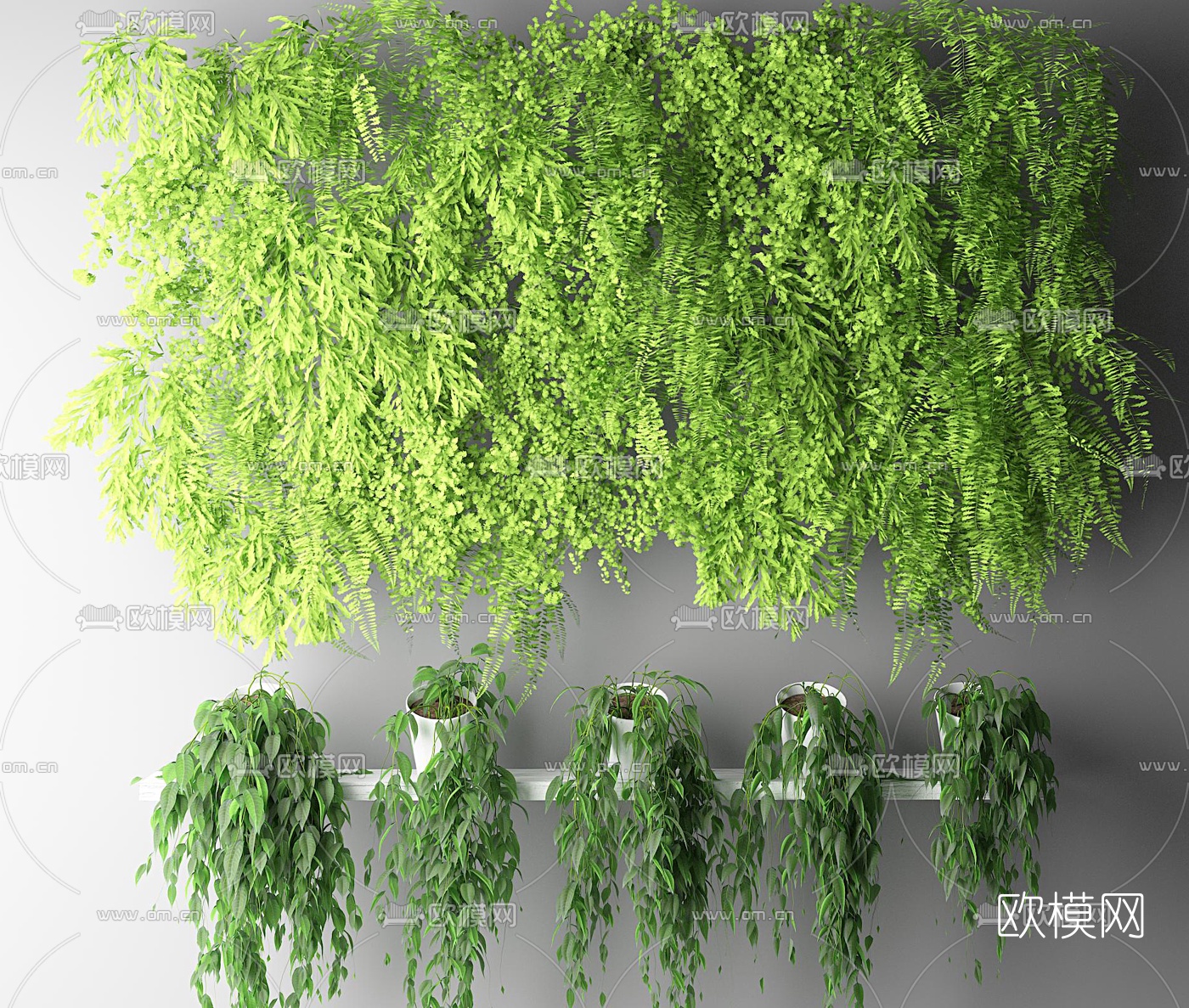 现代吊篮植物墙3d模型下载
