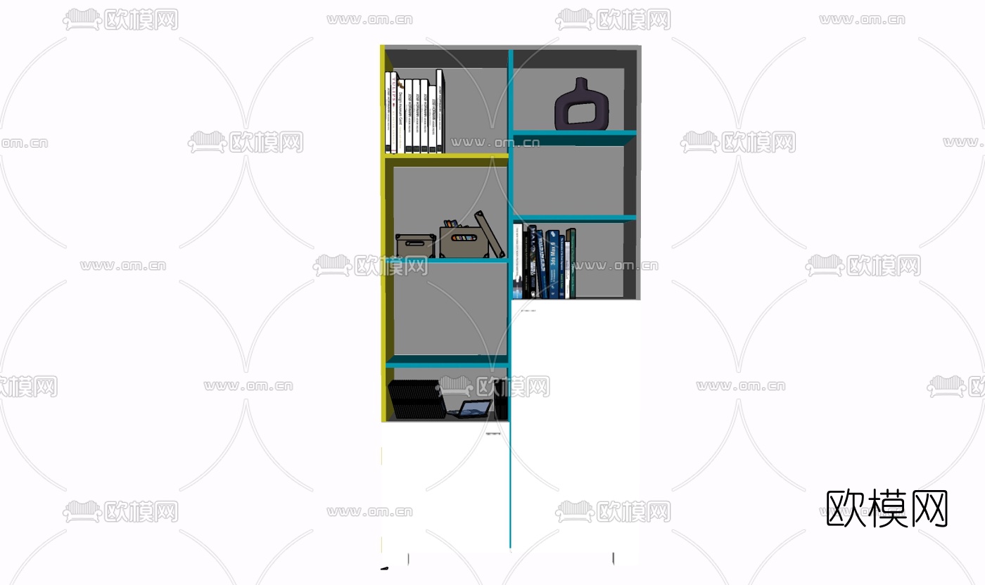 现代实木装饰柜免费su模型