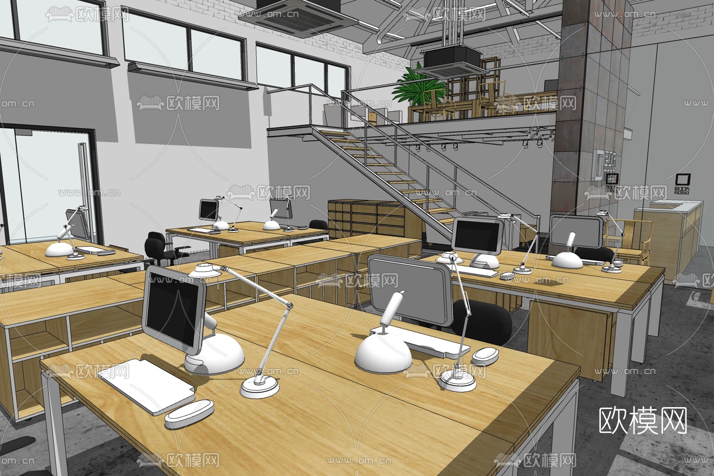 现代办公室免费su模型下载_ID10231269_sketchup模型下载-欧模网