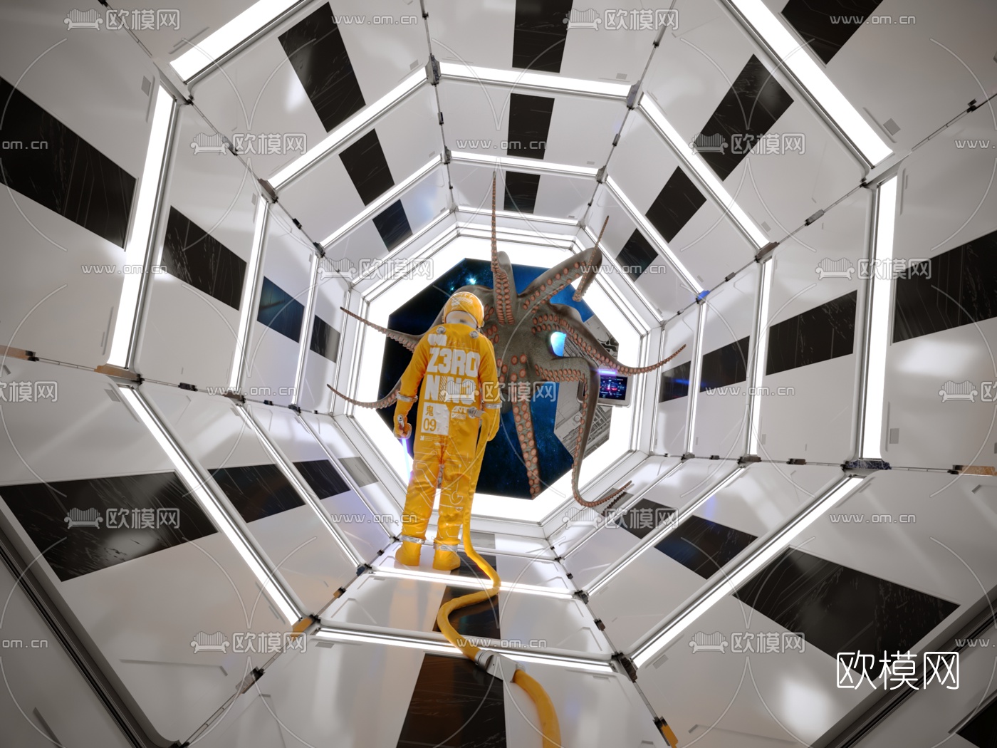 现代太空舱宇航员3d模型