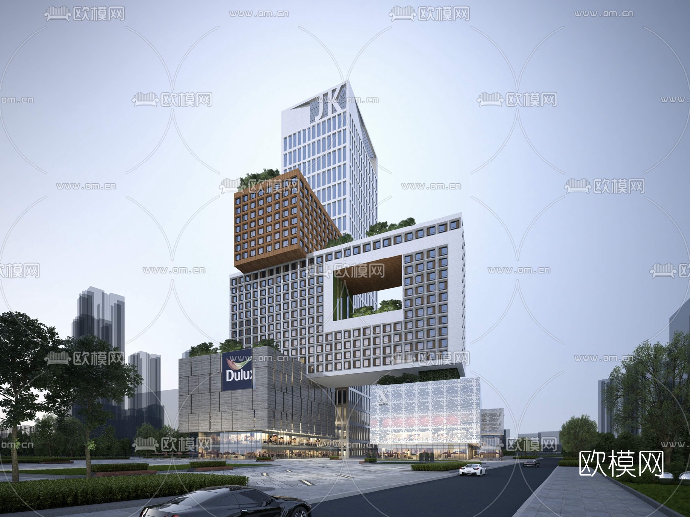 现代办公楼写字楼建筑外观3d模型