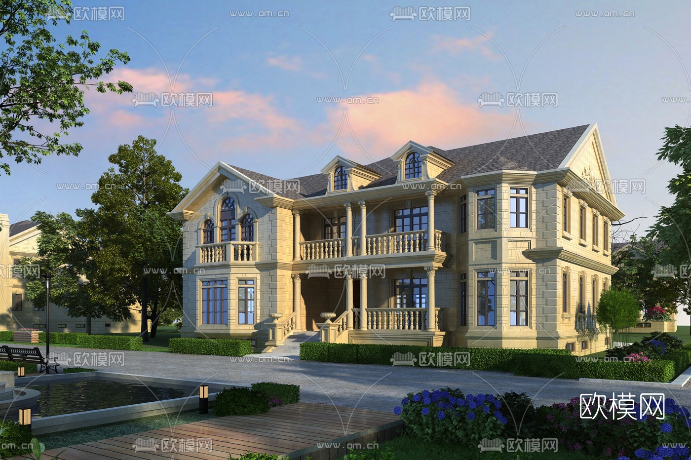 欧式独栋别墅外观3d模型