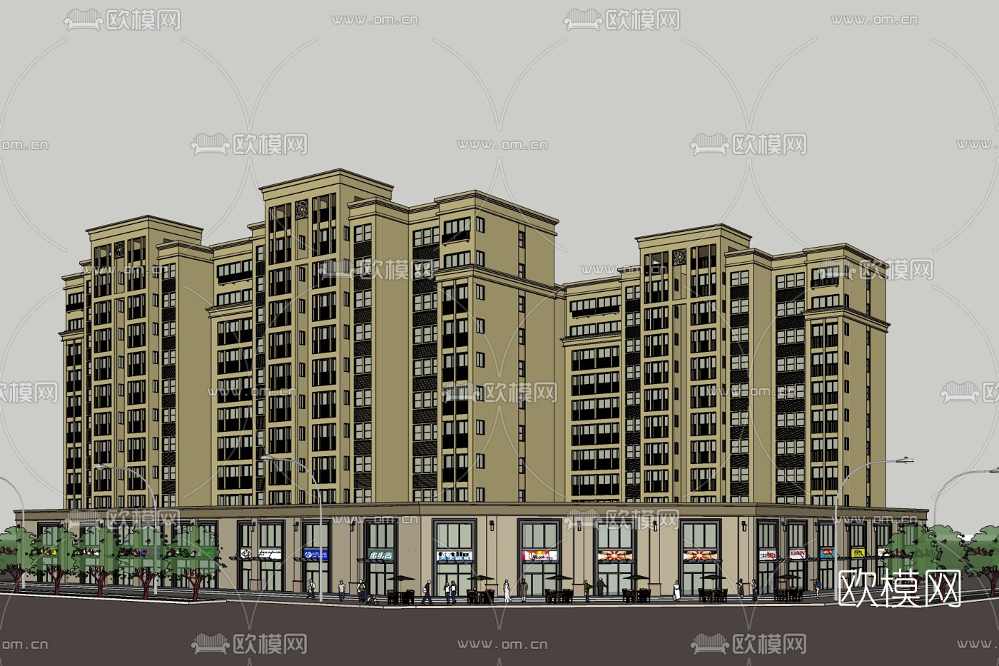 欧式商业街免费su模型下载