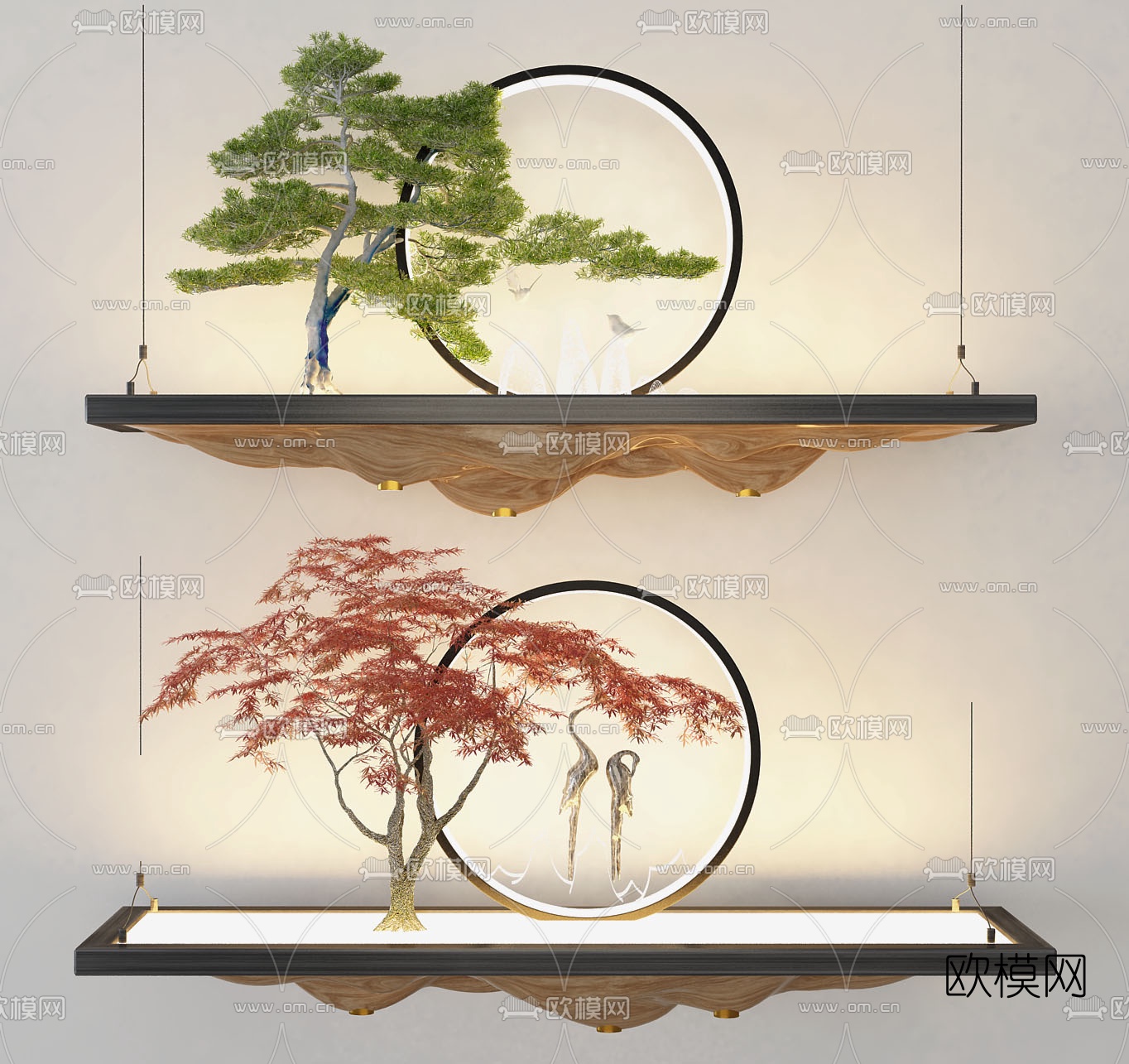 新中式景观装饰吊灯3d模型下载