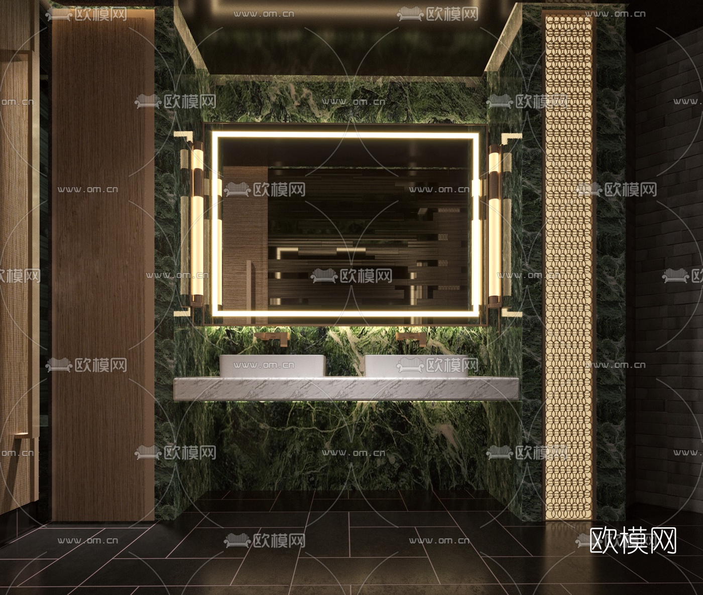 现代公共卫生间洗手台3d模型