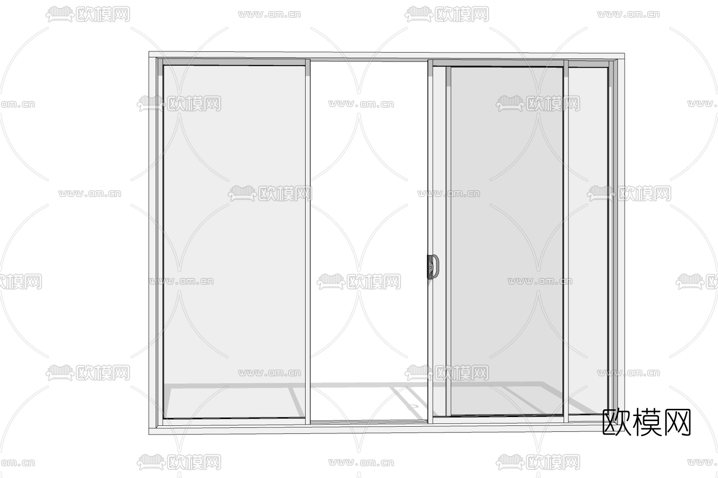 现代玻璃移门免费su模型下载