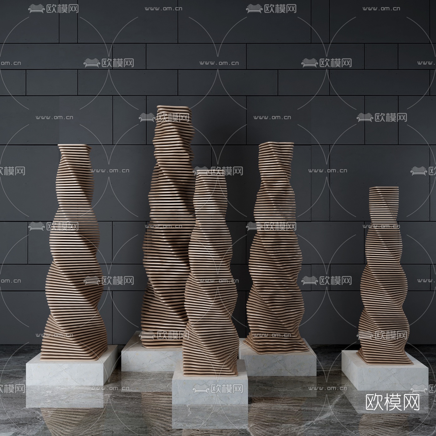 现代金属抽象雕塑3d模型下载