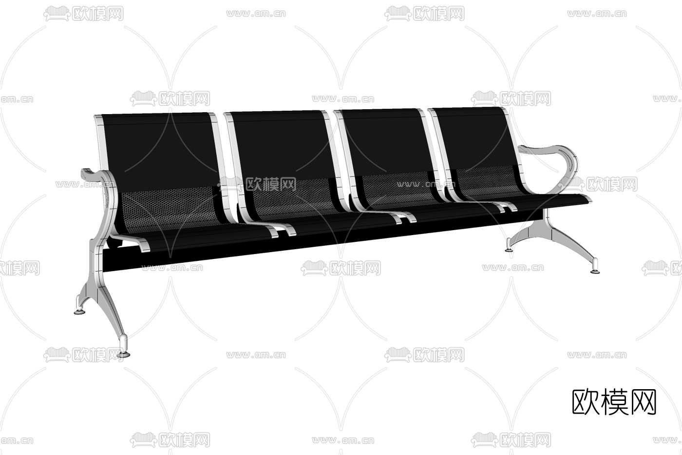 现代金属公用椅免费su模型下载