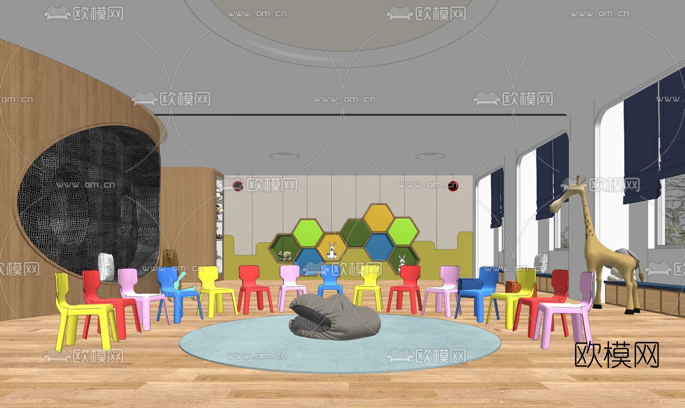 现代儿童活动室su模型下载