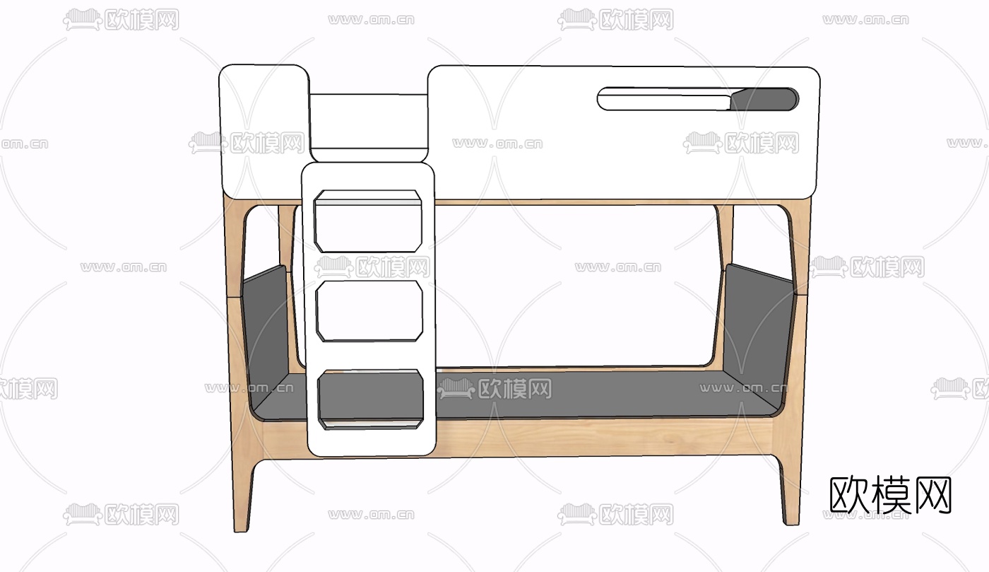 现代实木儿童床免费su模型下载