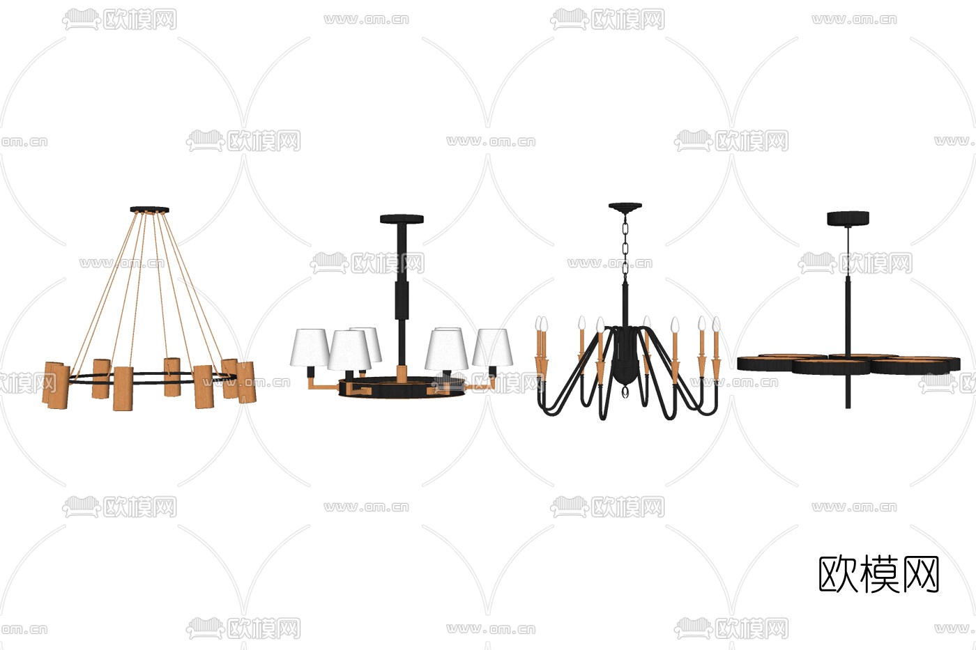 美式吊灯免费su模型下载