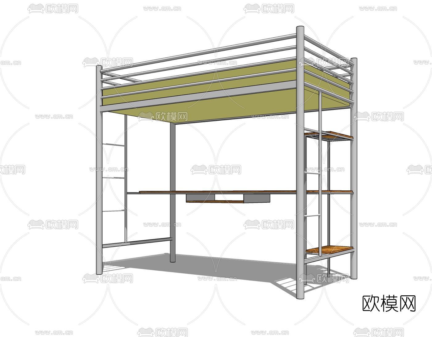 现代儿童高低床免费su模型下载