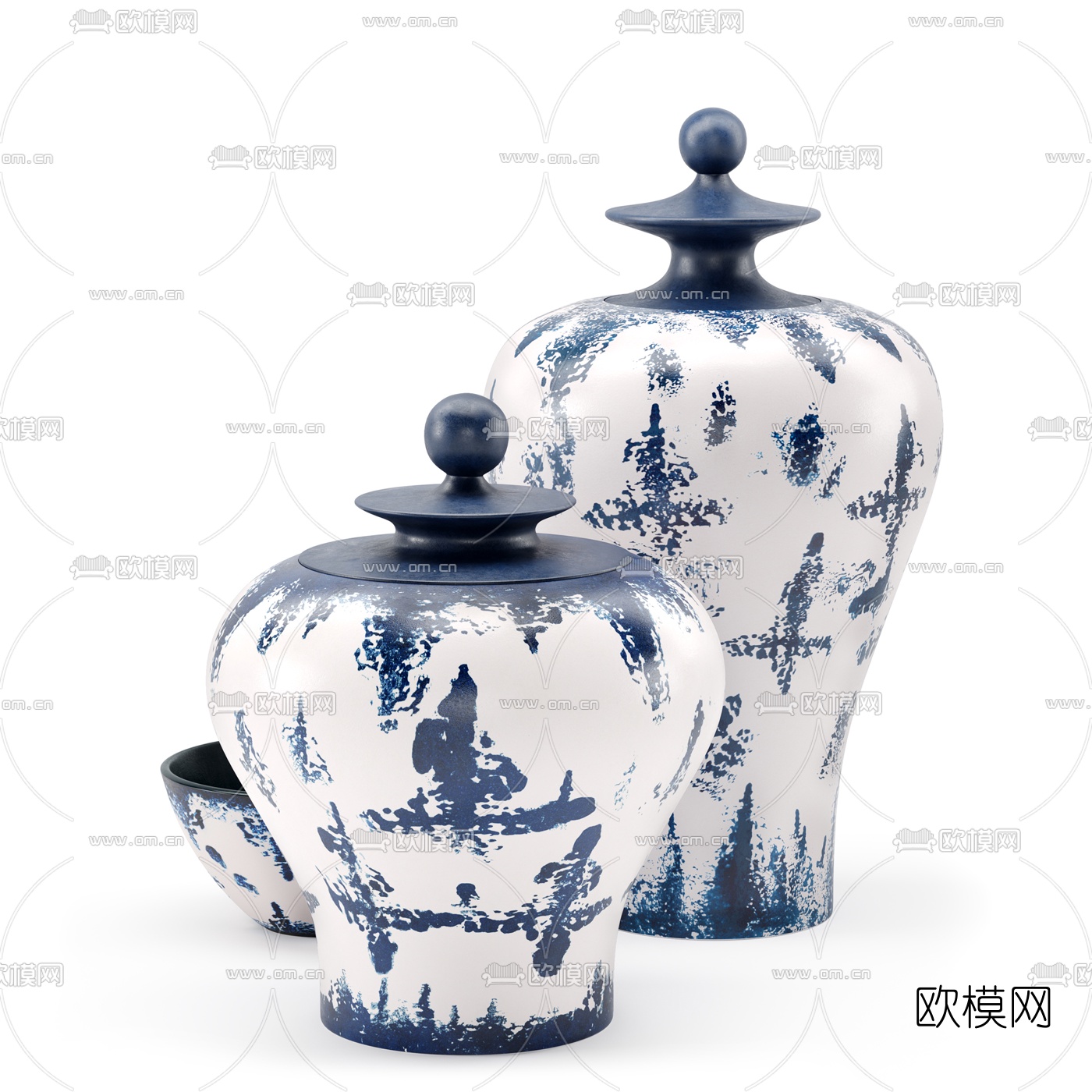 现代陶瓷花瓶装饰3d模型下载（渲染图2）