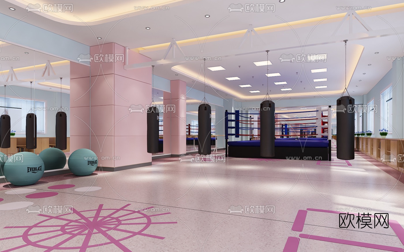 现代健身房免费3d模型下载（渲染图3）