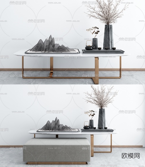 现代金属茶几3d模型下载