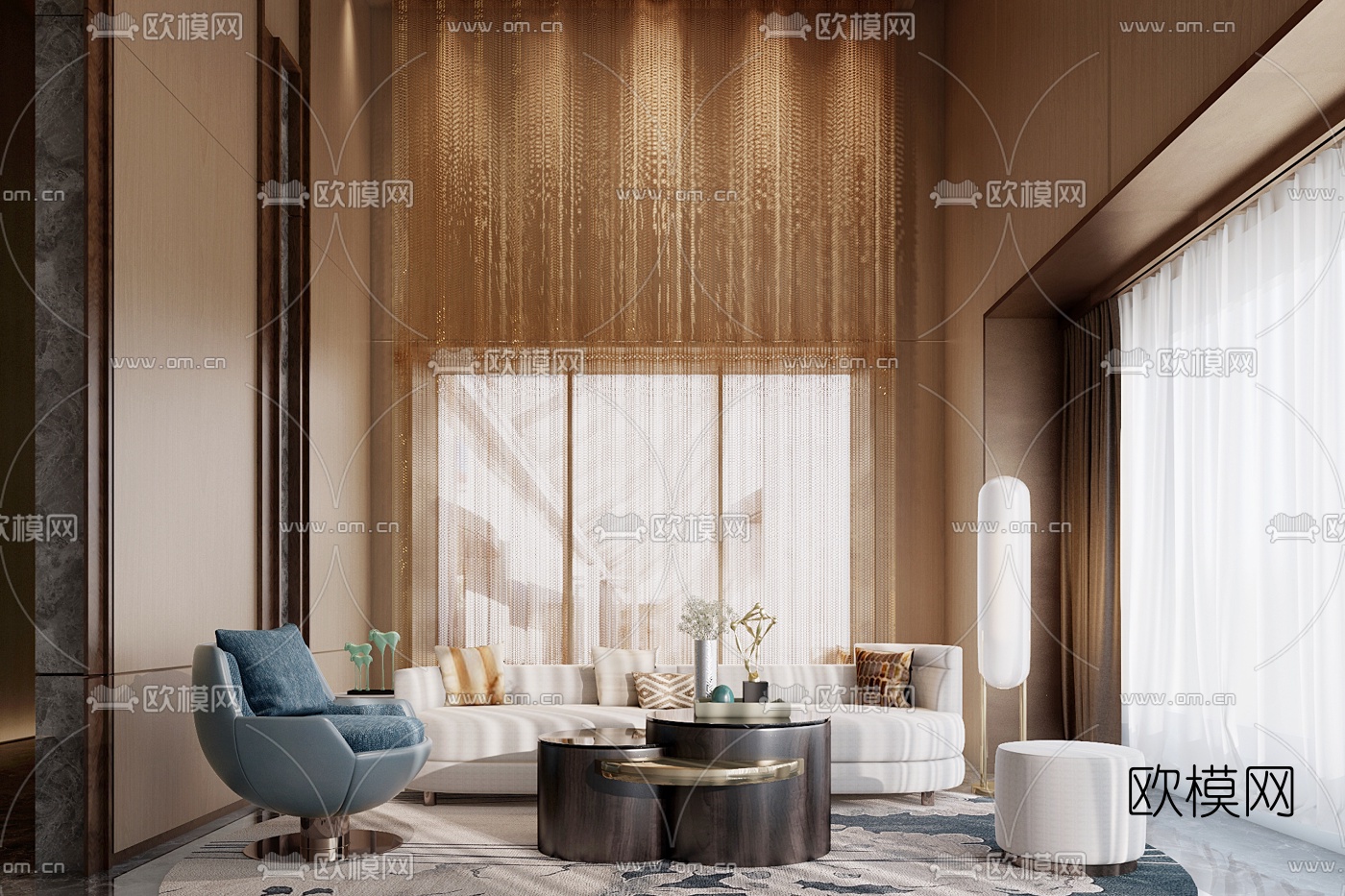 现代售楼处休息区3d模型下载