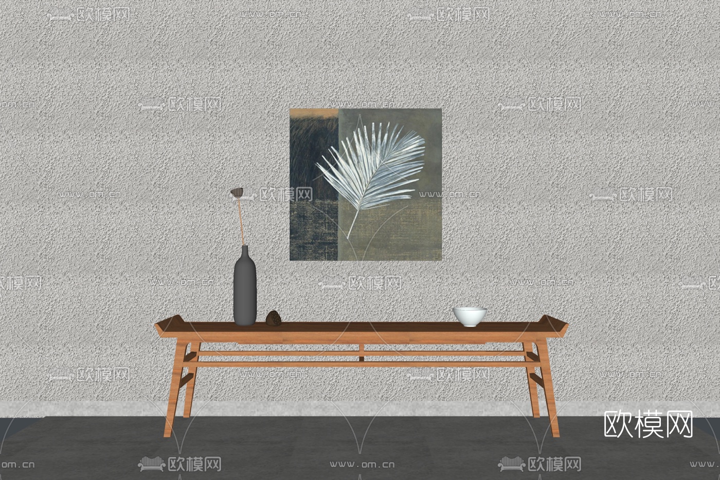 现代实木长凳免费su模型下载